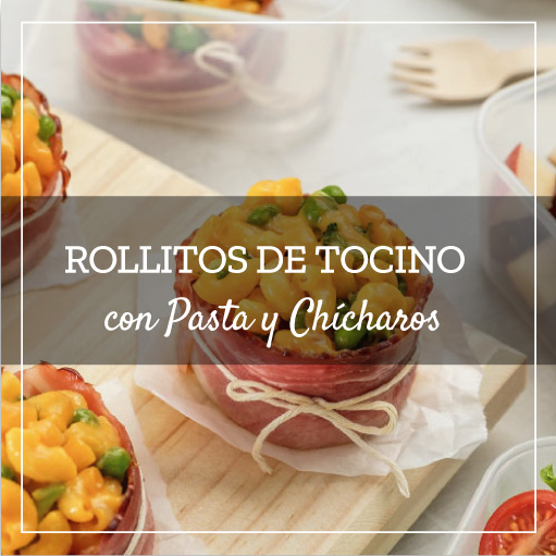 Rollitos de Tocino con Pasta y Chícharos