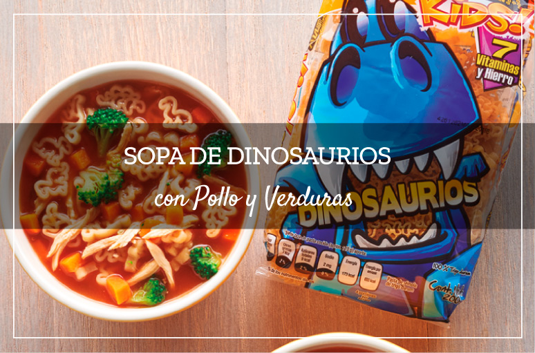 Sopa de Dinosaurios con Pollo y Verduras