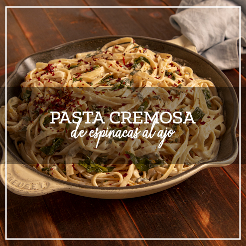 Pasta cremosa de espinacas al ajo