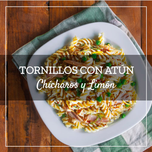 Tornillos con Atún, Chícharos y Limón