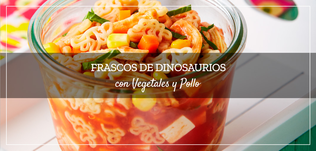 Frascos de Dinosaurios con Vegetales y Pollo